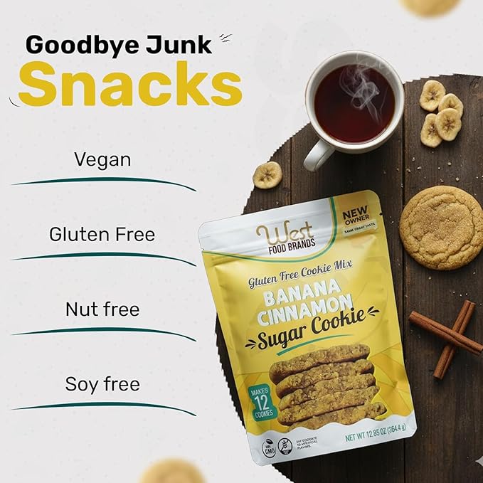 West Food Brands Baking Mix Bundle: Donut Mix &amp Banana Cinnamon Cookie Mix with Natural Ingredients - Gluten Free Allergen Free - Healthy Baking!