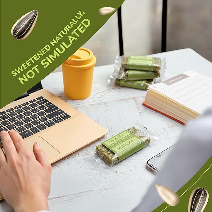 Rawmantic Matcha Protein Bar (12 Mini Bars x 60g) – Ceremonial Grade Matcha Soluble Tapioca Fiber Puffed Quinoa Millet &amp Buckwheat - No Artificial Flavors Plant-Based Non-GMO &amp Kosher