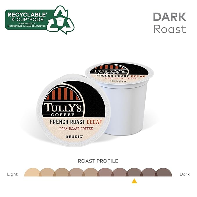 Tully's Coffee French Roast Decaf Keurig Single-Serve K-Cup Pods Dark Roast 96 Count