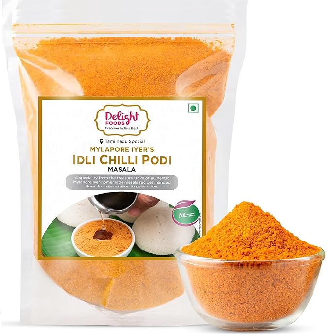 Delight Foods Mylapore Iyer's Idli Chilly Podi 350g - Ready Masalas | Mixed Spices | Tamil Nadu Special | NO PRESERVATIVES