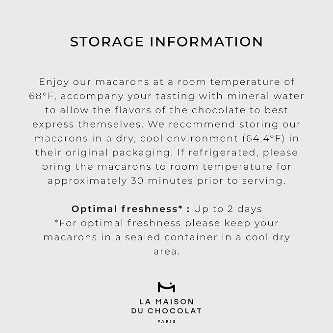 LA MAISON DU CHOCOLAT Macaron Gift Box - Gourmet French Dark Chocolate Filling with Shells in Assorted Flavors (24 Pieces)