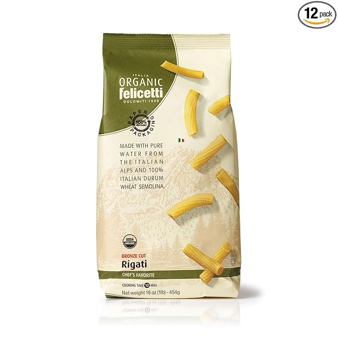 Organic Felicetti Rigati Pasta Italian Non-GMO 16oz (454g) 12 Pack