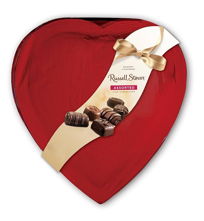 Russell Stover Red Foil Heart Assorted Chocolates 20 Ounce Box