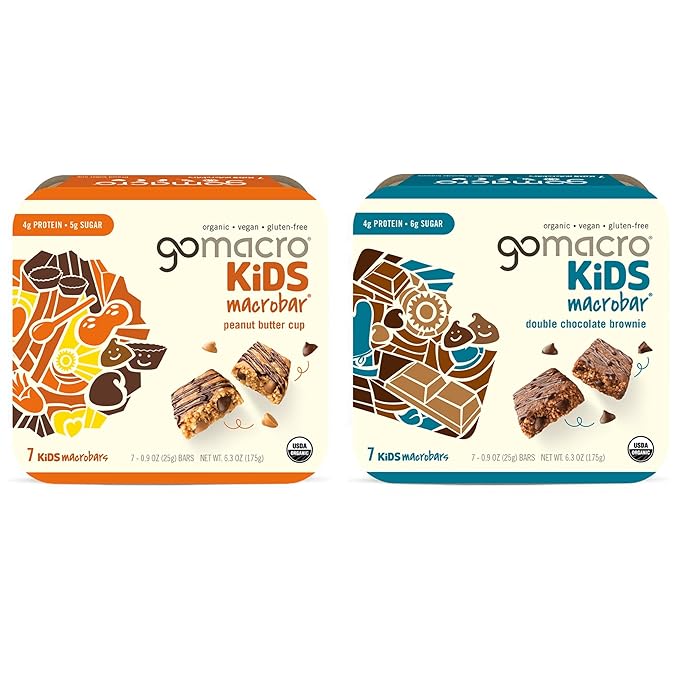 GoMacro MacroBar Organic Vegan Protein Bars - Salted Caramel + Chocolate Chips &amp Oatmeal Chocolate Chip (2.3 Ounce Bars 12 Count) (Pack of 2)
