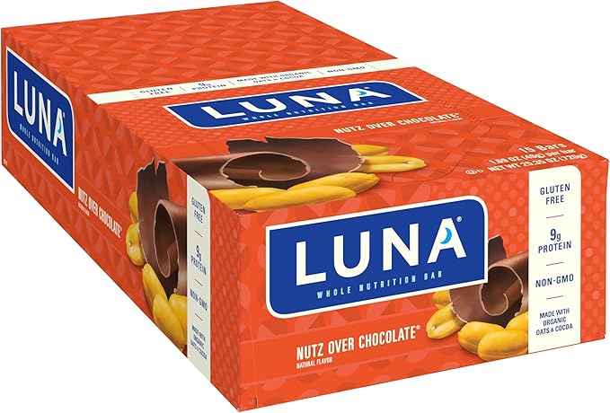 LUNA Bar - Nutz Over Chocolate Flavor - Gluten-Free - Non-GMO &amp - Chocolate Peppermint Stick - Gluten-Free - Non-GMO
