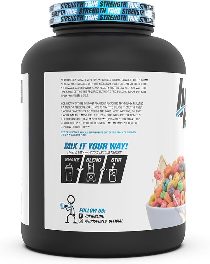 BPI Sports Hydro HD - 100% Hydrolyzed Whey Protein Powder - Muscle Growth Recovery 25g of Hydrolyzed Protein Low Carb Low Sugar Fast Absorbing (68 Servings Fruity Loopers)