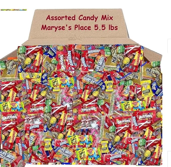 ASSORTED VARIETY BULK CANDY MIX 5.5 LB of Assorted Individually Wrapped Candy Mix Skittles Starburst Haribo Jolly Ranchers and More for Pinata Filler Kids Parties and Office Candy