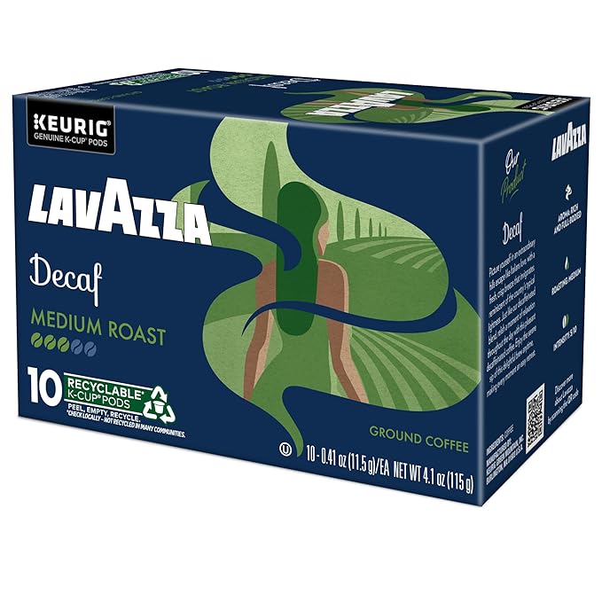 Lavazza Decaf Single-Serve Keurig K-Cup Pods Medium Roast Coffee 60-Count Box (6 Packs of 10)
