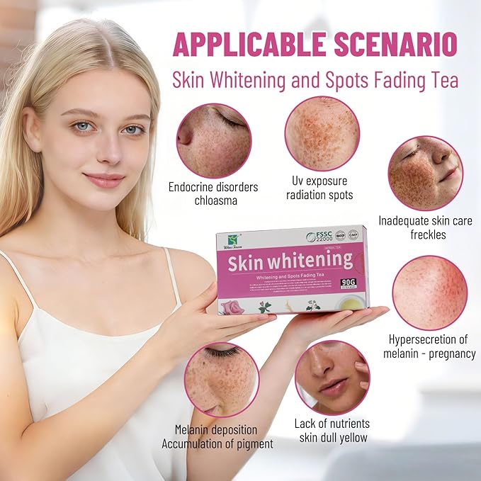 Skin Whitening and Spots Fading Tea Improve Endocrine Acne Removal Beautifying 30 Tea Bags