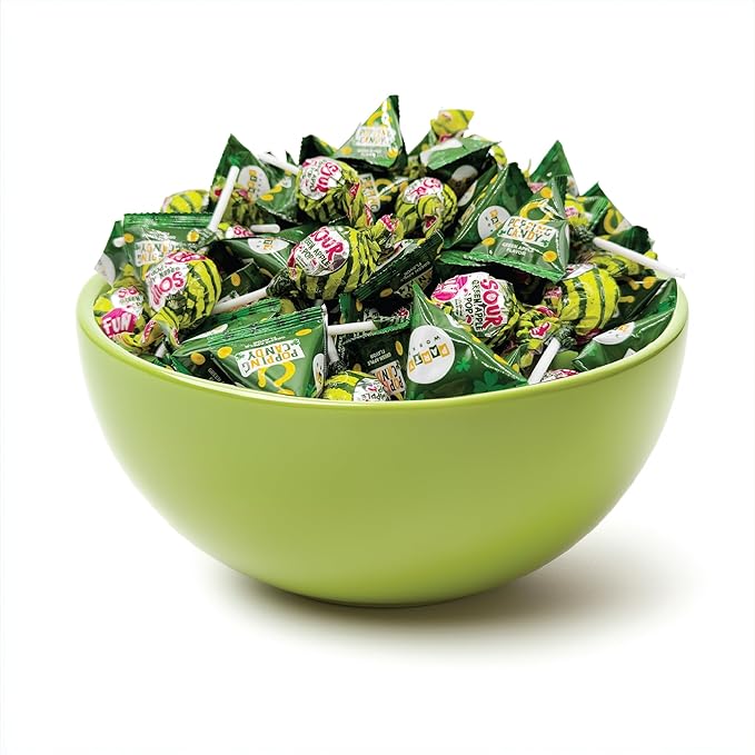 St Patrick's Day Candy Mix - 4 Pound Bulk Pack - Sour Apple Popping Rocks and Gum-Filled Lollipops - Individually Wrapped Party Favors &amp Goodie Bags Fillers - Sour Candy