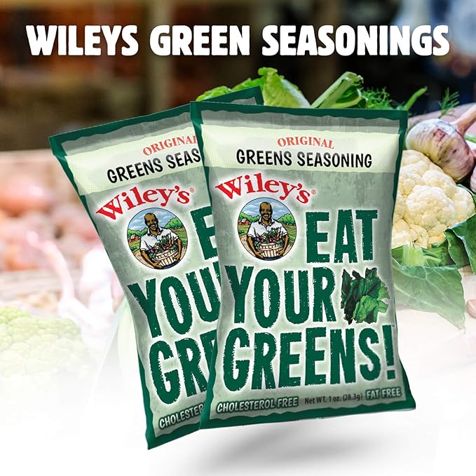 Wiley�s Green Seasoning 12 Packets Fresh Herbs and Spices for Collards Spinach Kale Turnip and Mixed Greens or Soup and Stew Ham and Bacon Flavored Blend