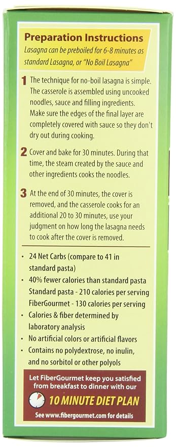 Fibergourmet Light Lasagna 12-Count Packages