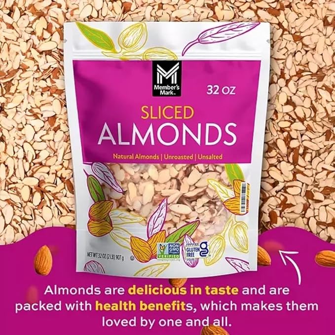 Natural Sliced California Almonds 32 Ounces (32 Ounce (1 Pack))