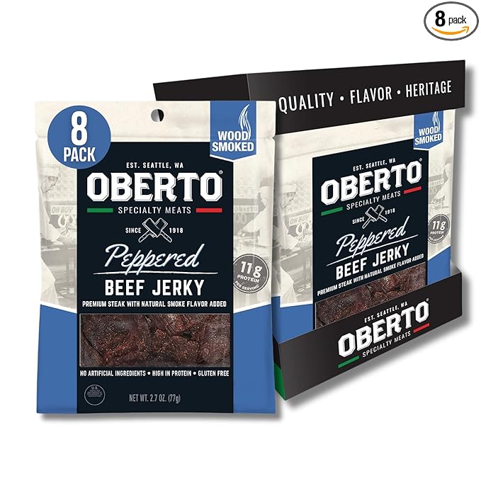 Oberto Specialty Meats Peppered Beef Jerky 2.7 Ounce (Pack of 8)