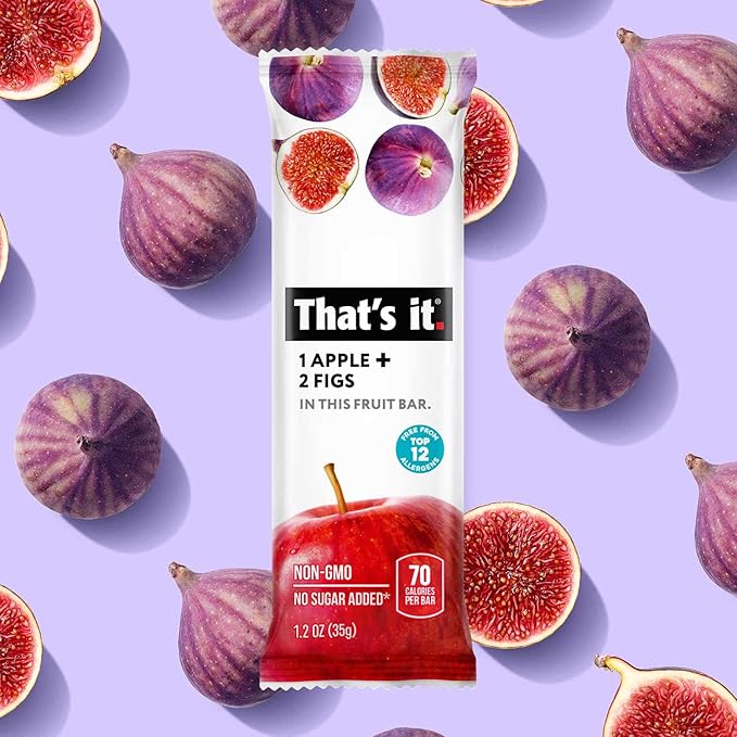 That's it. Apple + Fig Fruit Bars 100% All Natural No Artificial Ingredients or Preservatives Delicious Healthy Snack for Children &amp Adults Vegan Gluten Free Paleo Kosher Non GMO (12 Pack)
