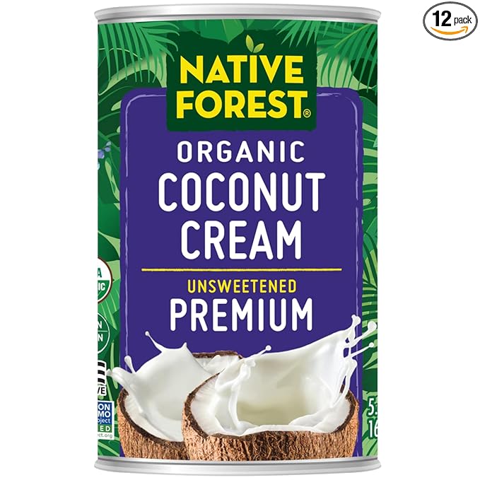 Native Forest Organic Unsweetened Premium Coconut Cream - Heavy Cream Dairy Substitute Dairy Free Non-GMO USDA Organic - 5.4 Fl Oz (Pack of 12)