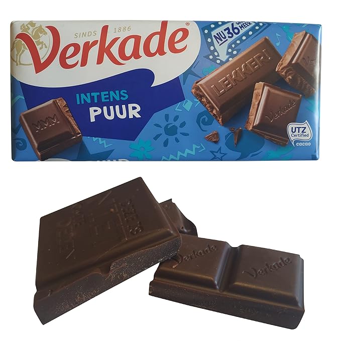 Verkade Dark Chocolate Bar 3.91 Ounce Delicious Gourmet Chocolate with Intense Flavor