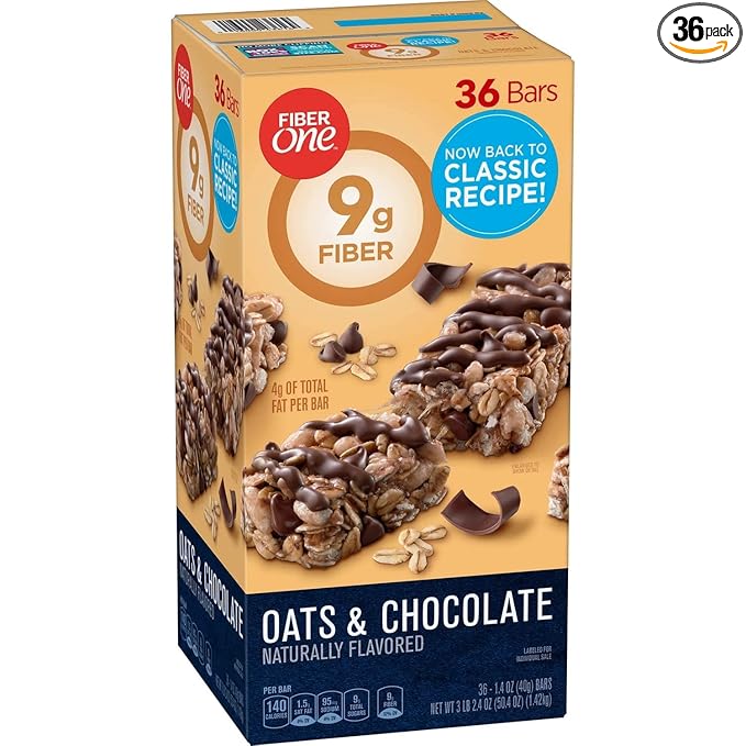 Fiber One Oats and Chocolate Chewy Bars 1.4 Ounce (Pack of 36)