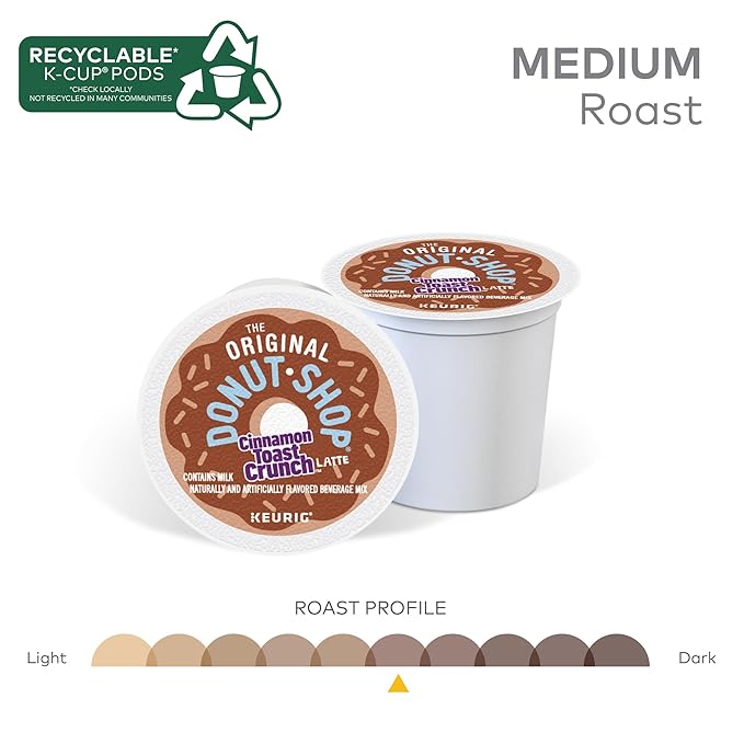 The Original Donut Shop Cinnamon Toast Crunch One-Step Latte Keurig Single Serve K-Cup Pods 20 Count