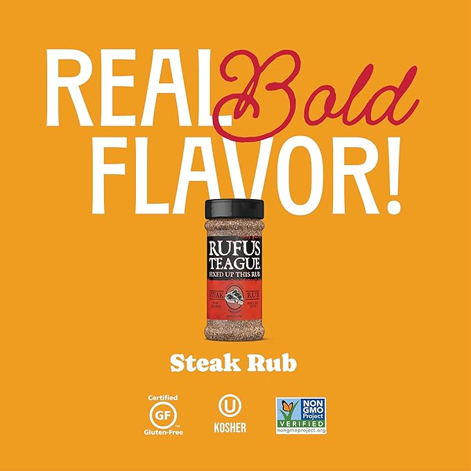Rufus Teague Steak Rub 6 Pack Premium Barbecue Seasoning &amp Dry Rub for Smoking and Grilling Award-Winning Flavor for Steaks Burgers &amp More Gluten-Free 6.2 oz