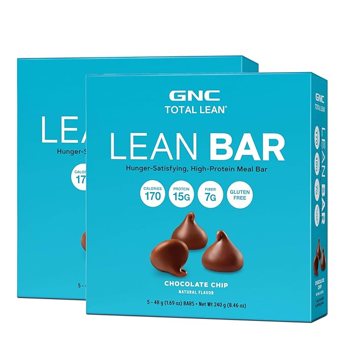 GNC Total Lean Lean Bar - Chocolate Chip Twin Pack 5 Bars per Box Hunger-Satisfying and High-Protein Snack Bar