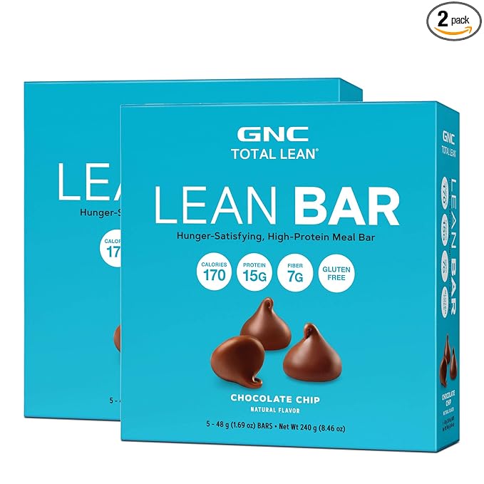 GNC Total Lean Lean Bar - Chocolate Chip Twin Pack 5 Bars per Box Hunger-Satisfying and High-Protein Snack Bar
