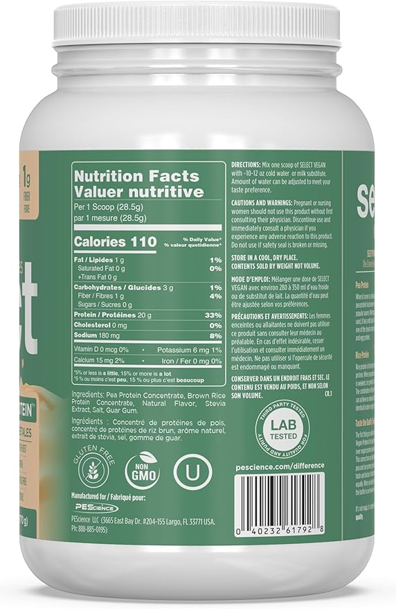 PEScience Select Vegan Protein Powder Plant Based Protein Powder Amazing Taste Smooth Texture Pea and Brown Rice Blend Dairy Free Lactose Free Gluten Free - Pumpkin Pie 27 Servings
