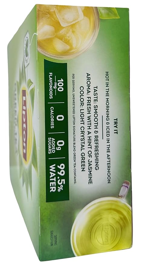 Lipton Green Tea 100 Percent Natural Signature Blend with Jasmine 100 Count (Pack of 2 200 Total Tea Bags)