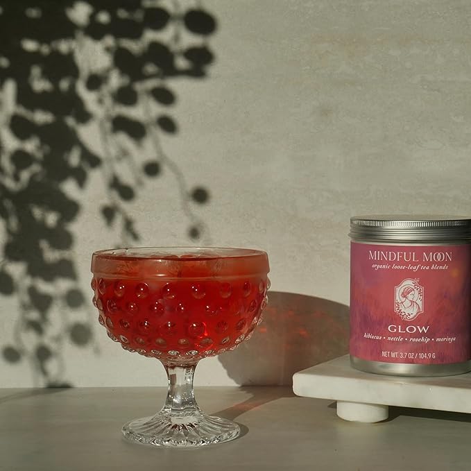 Glow Herbal Tea by Mindful Moon – Vitality &amp Wellness Blend with Hibiscus Moringa &amp Rosehip – Caffeine-Free Loose Leaf (Large)