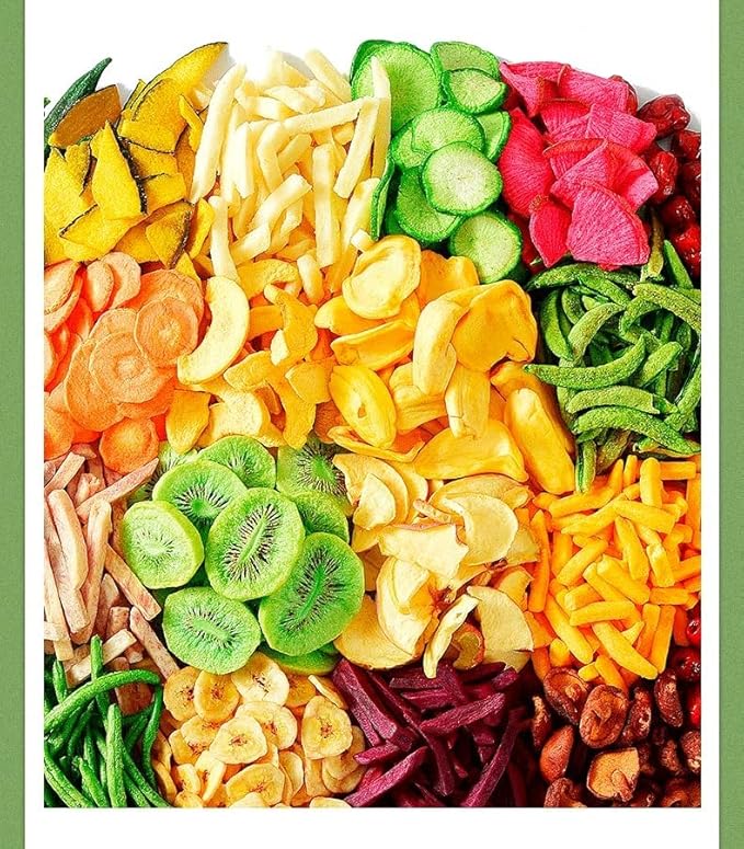 Mixed Freeze-dried Vegetable and Fruit Jerky 500g/Can Various Dried Fruit and Vegetable Chips Okra Radish Banana Leisure Food Vegetarian Crispy Fruit Snacks Chinese Snack Gift Package (5 can)