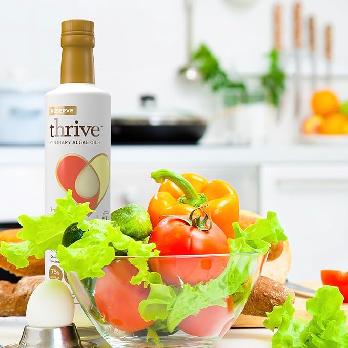 Thrive Cooking Oil - Reserve Pure Algae Oil Heart and Health-Conscious Oil Rich in Omega-9 Monounsaturated Fat (90%) Very Low Omega-6 16.9 fl oz 1 Pack