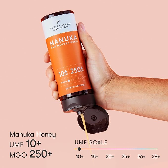 New Zealand Honey Co. Pure Manuka Honey Squeeze Bottle UMF 10+ / MGO 250+ | 17.6oz | 1.1 lb. (500g)