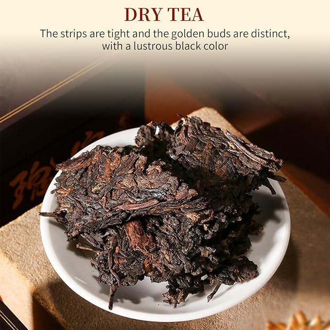 XIXICHA Classic Premium Pu-erh Tea Brick Grade AAA Produced in 2020 Aged Ripe Pu 'er Ancient tree Pu 'er tea Cake Worth collecting Produced in MenghaiYunnan 500g/17.64oz（250g*2）Additive-free Chinese