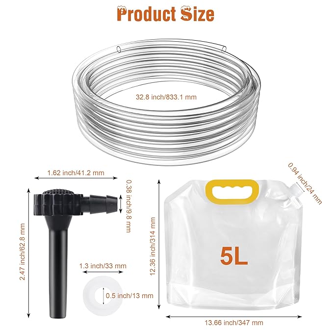 15 Sets Maple Syrup Tapping Kit 15 Tree Taps 15 Collection Bag with Lid (5 L) 15 Silicone Plug 32.8 Ft Tube BPA Free Maple Tree Tapping Kit Supplies for Experts Beginners