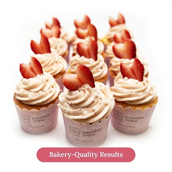 CrumbleCrate Lemon Cupcake with Strawberry Buttercream DIY Baking Kit for Adults | Gourmet Cupcakes Making Set with Pre-Measured Ingredients | Perfect Baking Gift