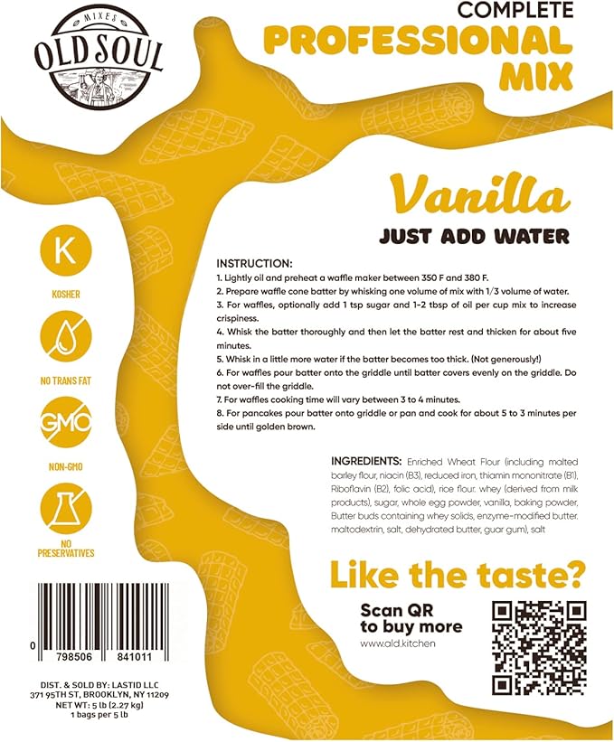 ALDKitchen Poffertjes Waffle Mix | Chocolate &amp Vanilla Flavour | Soy &amp Nut free | Mini Dutch Pancake Batter (Vanilla 5 Pound (Pack of 1))