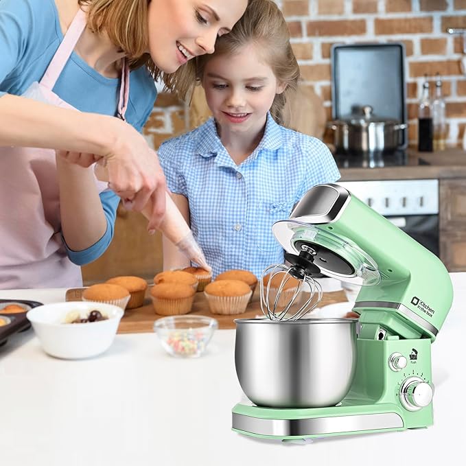 Kitchen in the box Stand Mixer3.2Qt Mini Electric Food Mixer6 Speeds Portable Lightweight Kitchen Mixer for Daily Use with Egg WhiskDough HookFlat Beater (Green)