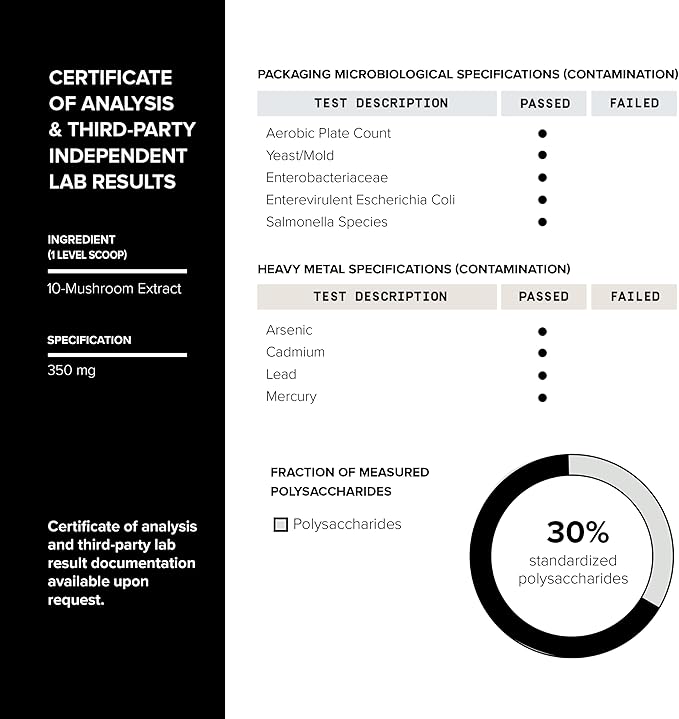 Mushroom Coffee - Ultra High Potency 10:1 Concentrated Extract - Colombian Sourced Beans with 10 Mushroom Blend Lion's Mane &amp Cordyceps - Rich &amp Functional Coffee Alternative - Third-Party La