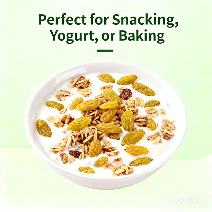 Premium Seedless Green Raisins 100g - Natural Dried Fruit No Washing Needed Ready To Eat For Snacking Baking &amp Yogurt
