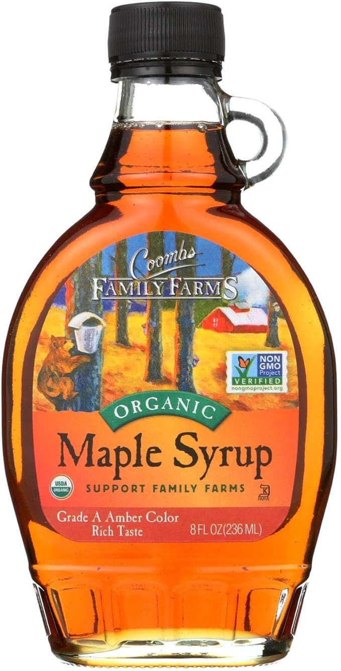 Coombs Family Farms Grade A Dark Amber Maple Syrup 8-Ounce Glass Bottles (Case of 12)