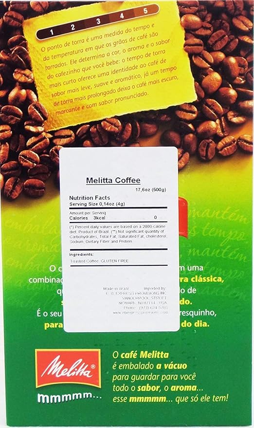 Melitta - Traditional Roasted Coffee - 17.6 oz (PACK OF 02) | Melitta Café Torrado e Moído Tradicional - 500g