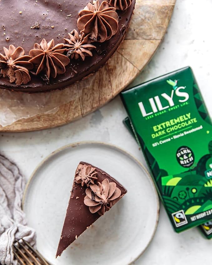 Extremely Dark chocolate Bar by Lily's | Stevia Sweetened No Added Sugar Low-Carb Keto Friendly | 85% Cocoa | Fair Trade Gluten-Free &amp Non-GMO | 4 Pack