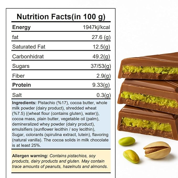 Beyoglu 200g Dubaco Pistachio Kataifi Milk Chocolate Bar – Luxury Dubai Chocolate – Ships in Cold with Peace Merchandise Thermal Bubble Mailer with Non-Melting Ice-Brix – Gourmet Snack Made in Turkiye