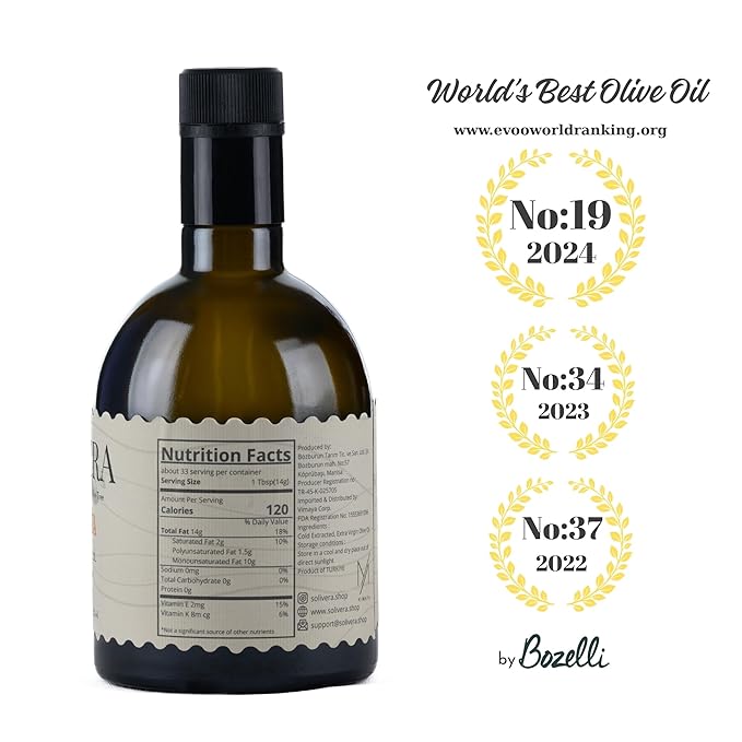 Solivera Arbosana Extra Virgin Olive Oil Cold Pressed 300+ High Polyphenols Smooth Creamy &amp Nutty Flavor Single-Origin Organic Olive Oil Hand Picked Gourmet Oil - 16.8 fl. oz. (Arbosana)