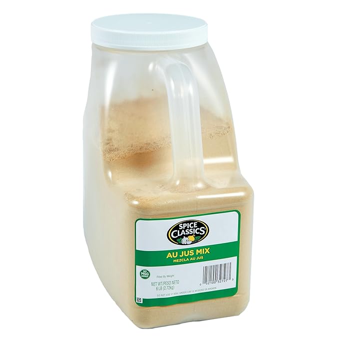 Spice Classics Au Jus Mix 6 lb - One 6 Pound Container of Au Jus Gravy Mix Best for Bulk Preparation Use to Heighten Flavor of Ribs French Dip Sandwiches Roast Beef and More