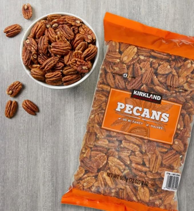 Kirkland Signature Pecan Halves Baking Nuts 2 lbs Item 203444. Bundle with MORALZA Silicone Collapsible Cup 200ml - 2 Items.