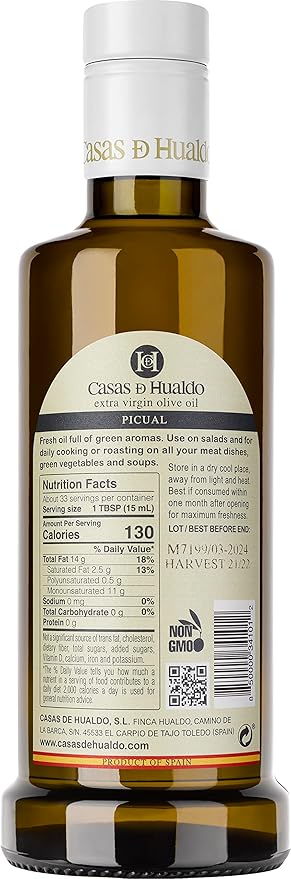 Casas De Hualdo Picual Extra Virgin Olive Oil Imported From Spain (500 ML Pack of 6)