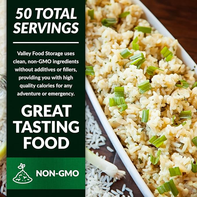 Valley Food Storage Italian Wild Risotto | 10-Bag Bucket 50 Servings | Premium Emergency Food Supply 25 Year Shelf Life | Survival Meal Kits Prepper Food Camping &amp Off-Grid Living | Packaged i