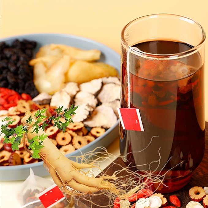 Ginseng &amp Mulberry Herbal TeaGinseng Five Treasures Tea Kidney Formula Six Treasure Teas Wolfberry Mulberry Herbal Goji Berry Red Date Teas Formula Traditional Chinese Blend (20bags)
