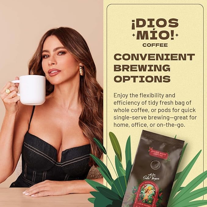 Dios Mio Coffee by Sofia Vergara Dark Roast Whole Bean Premium Colombian Coffee 12 Ounce Bag (Pack of 3)